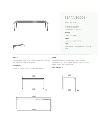Table céramique TERRA