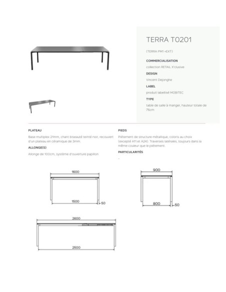 Table céramique TERRA